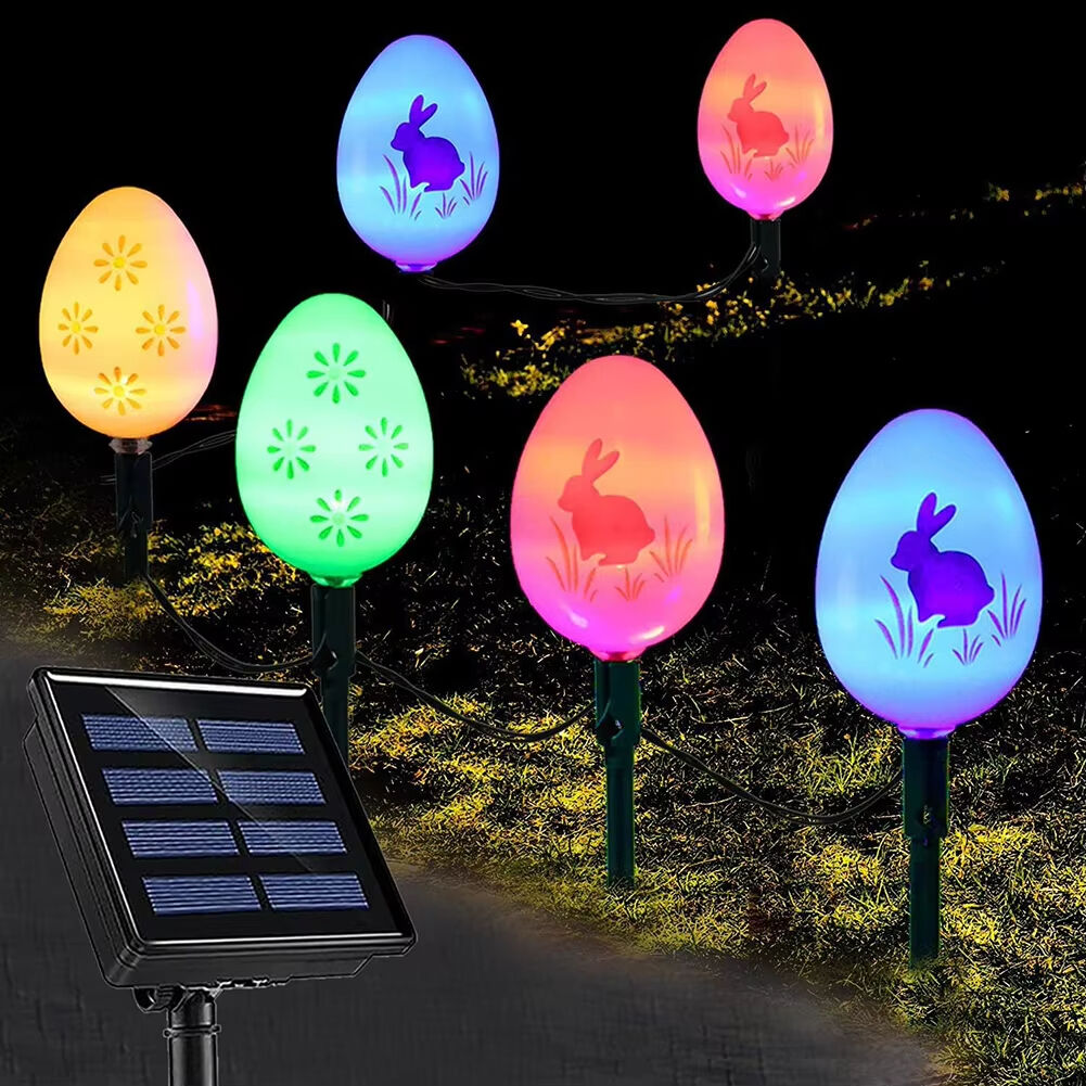 Solar Easter Egg String Lights Waterproof Ground Easter Egg Stake Light Led Spotlight Outdoor Garden Lawn Lamp Party Decoration