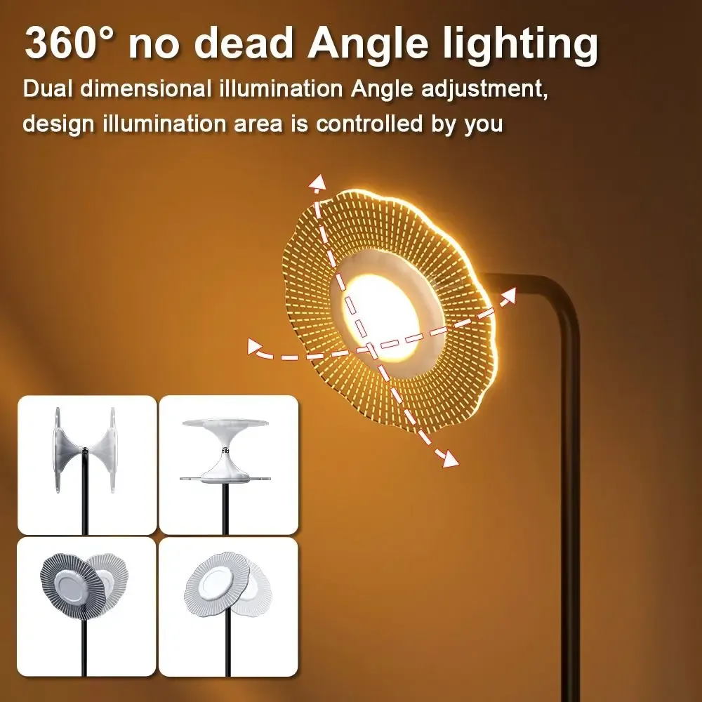 rgb led sunshine floor lamp modern 360 degrees adjustable corner lighting timer sunflower super bright standing pole light-58