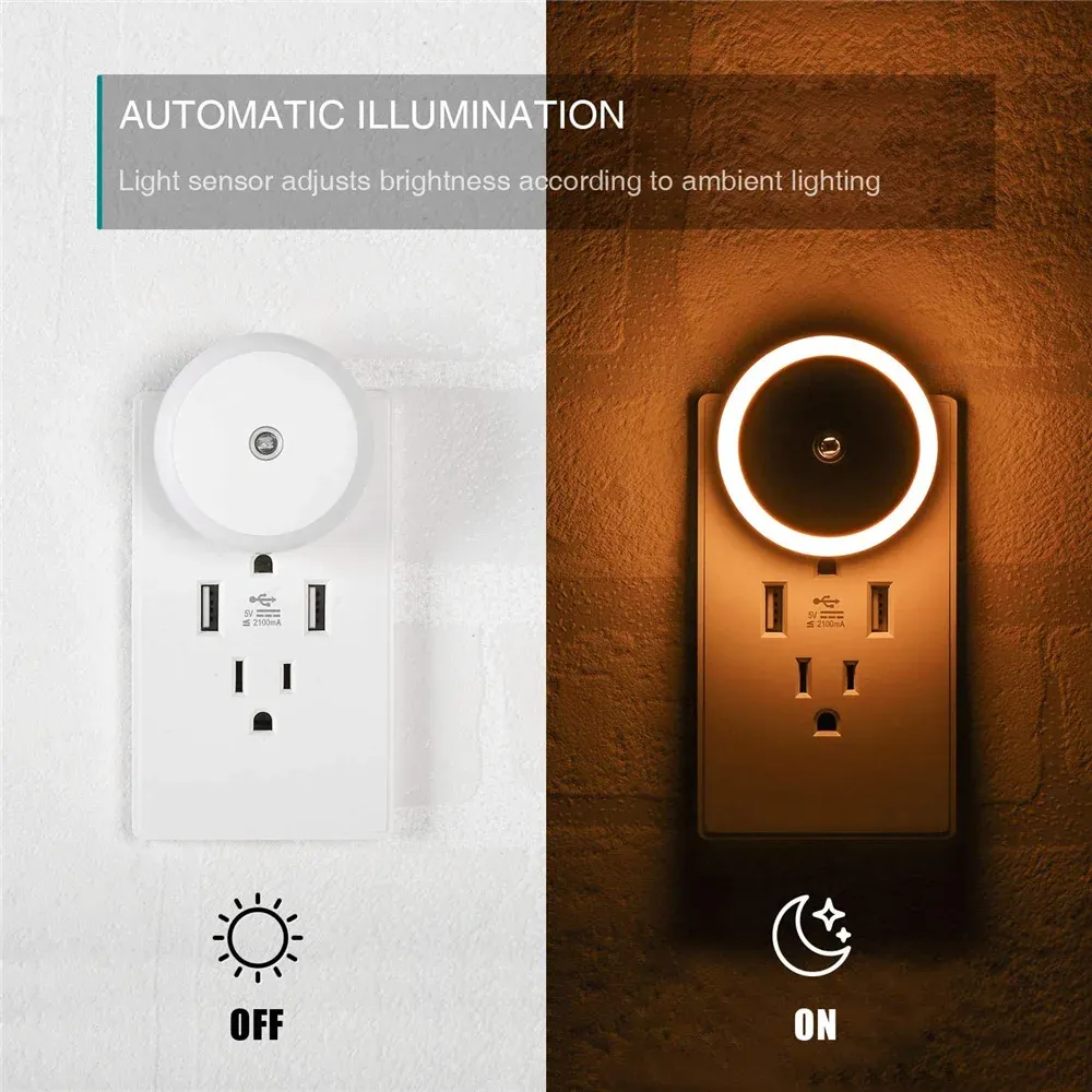 led night light smart night sensor round plug in wall night lamp-46