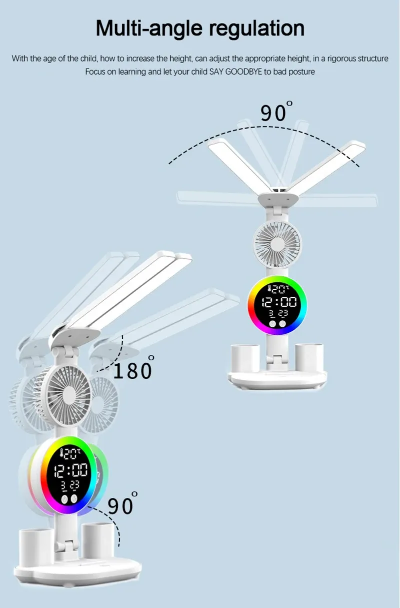 rechargeable led table lamp for study desk lamp reading light led night light with fan led clock dispaly reading desk light-47