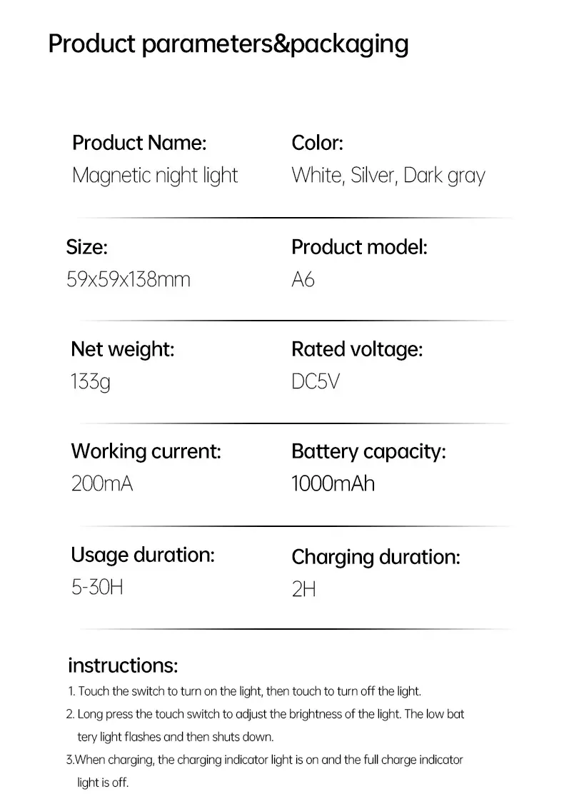 cordless portable led table lamps 3 brightness levels magnetic light rechargeable camping ambient lighting bedroom bedside decor-46