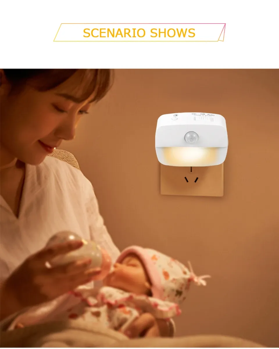 wireless motion sensor led night light 220v eu plug in motion detector bedroom staircase closet bedside wall socket night lamp-45