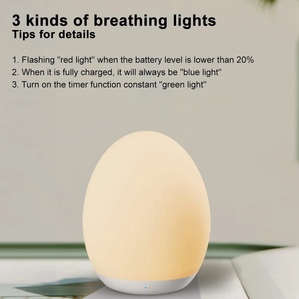 led egg shape night light rgb pat light usb rechargeable baby feeding sleeping eye protection lamp baby care lights for kid gift-49