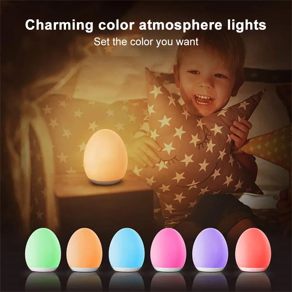 led egg shape night light rgb pat light usb rechargeable baby feeding sleeping eye protection lamp baby care lights for kid gift-40