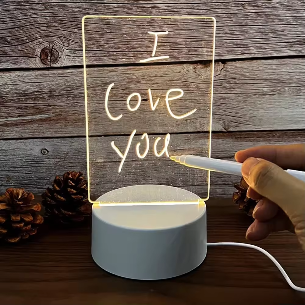 Diy Led Gift Blank 3d Creatives Pen Rewrit Acrylic Note Board Led Rewrirable Night Light With Message Boardnm