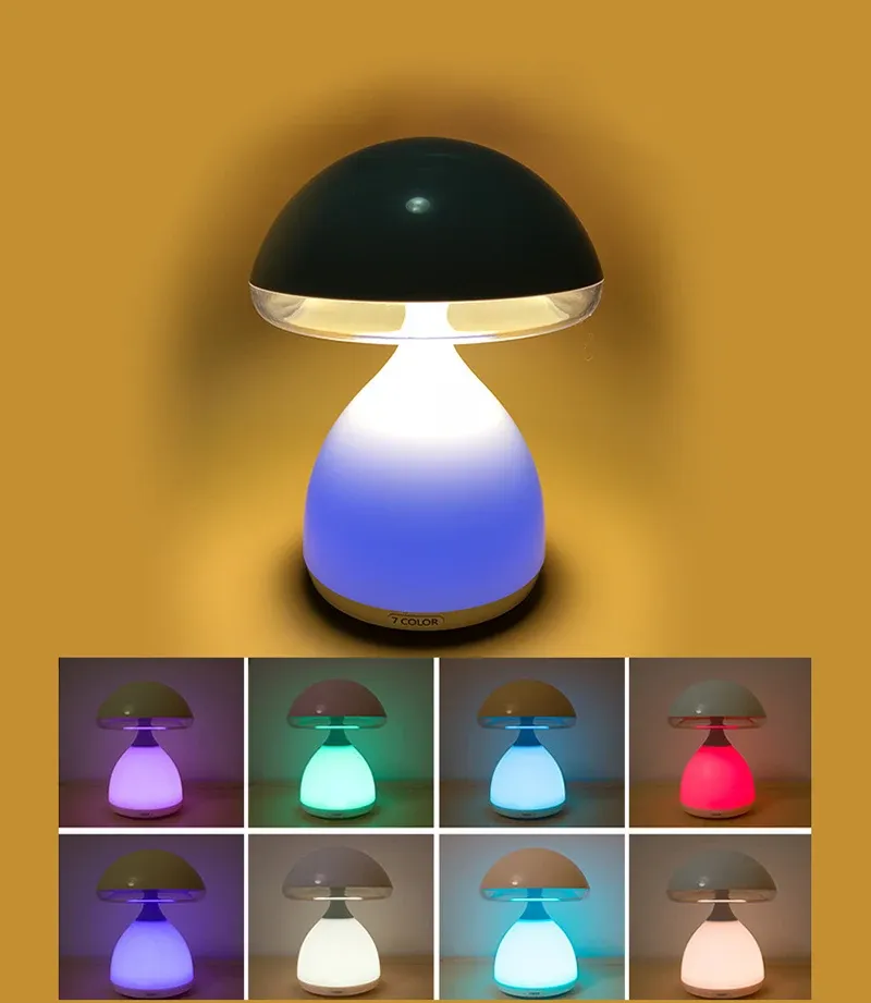 led mushroom small table lamp portable usb charging dimmable flower bud lamp bedroom bedside lamp-38