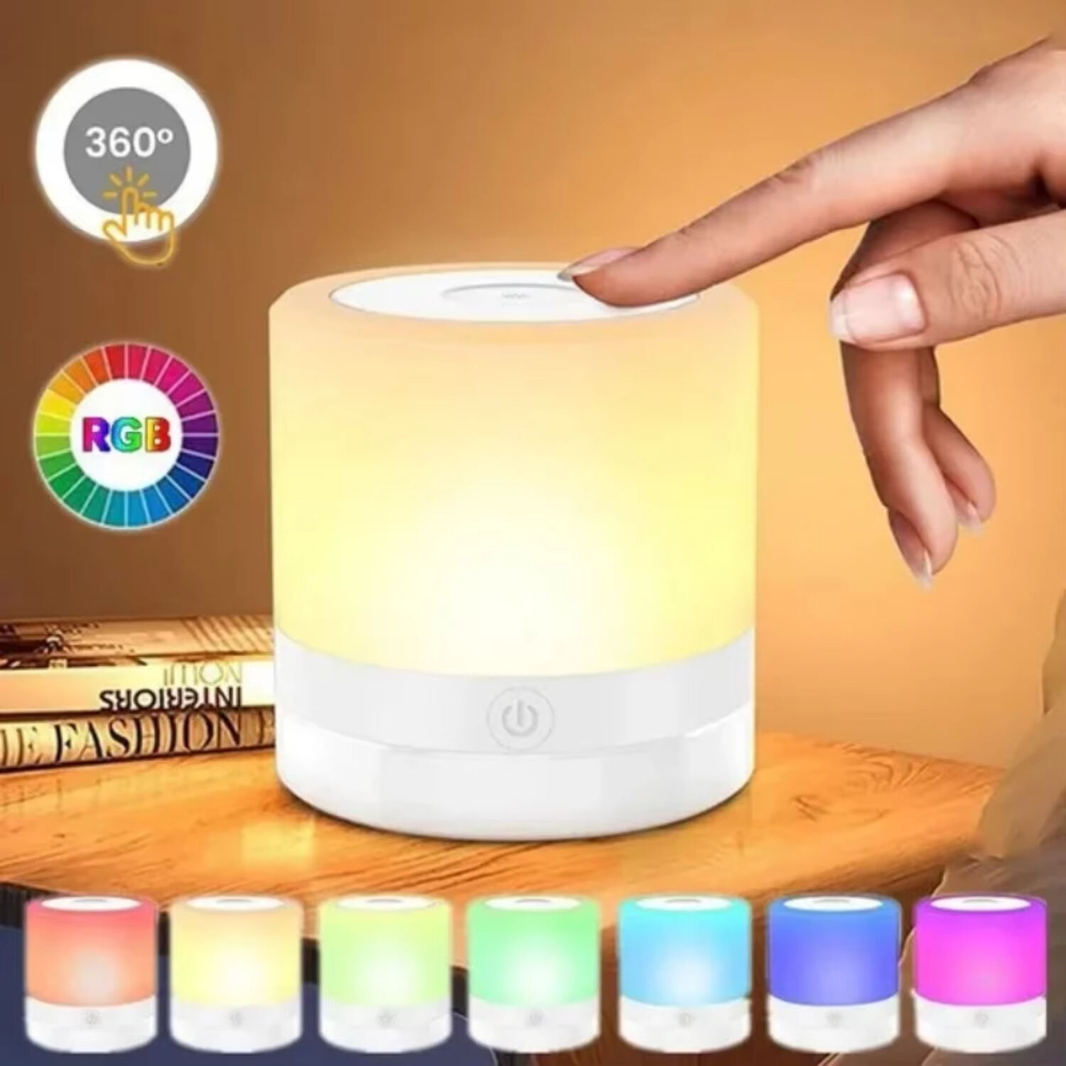 7 Colors Night Light Dimmable LED Sensor Wooden Bedside Table Lamp with Adjustable Brightness Remote Control Mushroom Led cube