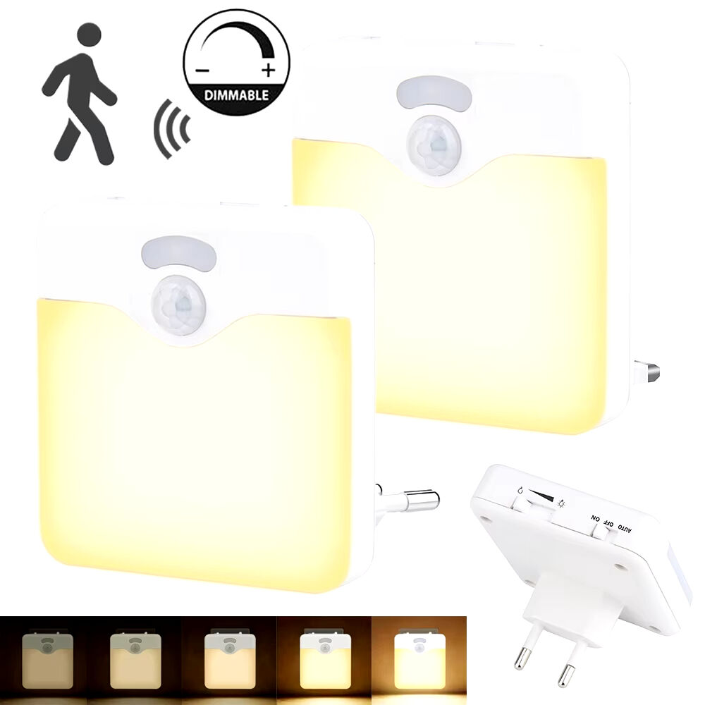 Motion Sensor LED Night Light UK EU Plug Dimmable Wireless Lamp for Kids Room Energy Efficient Dusk to Dawn Sensor Stairway Lamp