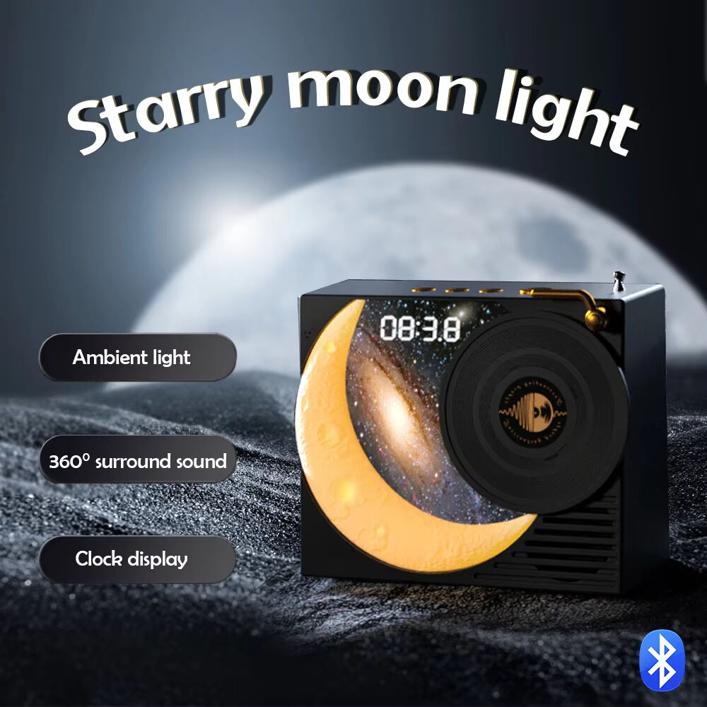 Starry Moon Night Light Bluetooth Music Speaker HD Loudspeaker AUX Audio Input Can Connect PC FM Radio Christmas Birthday Gifts