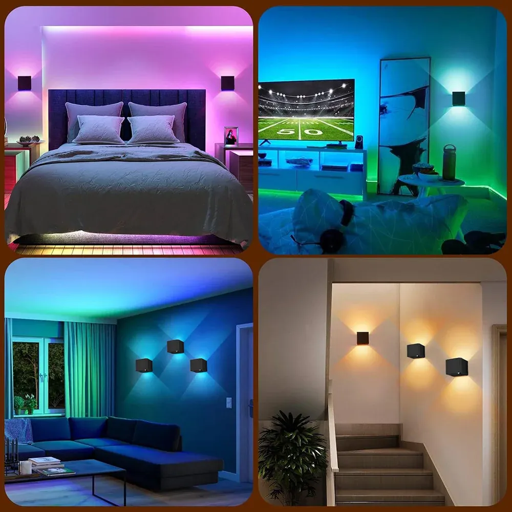 led wall sconce remote control dimmable rgb lamp up down wall mount lights rechargeable battery cordless light home decor-45