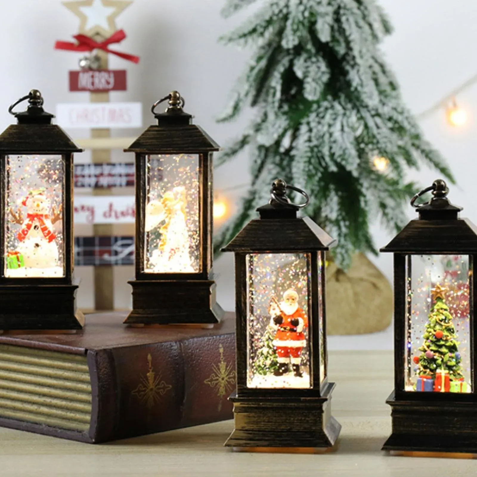 merry christmas decoration christmas lanten led globe hanging vintage santa lamp snowman tea led lantern light castle-51