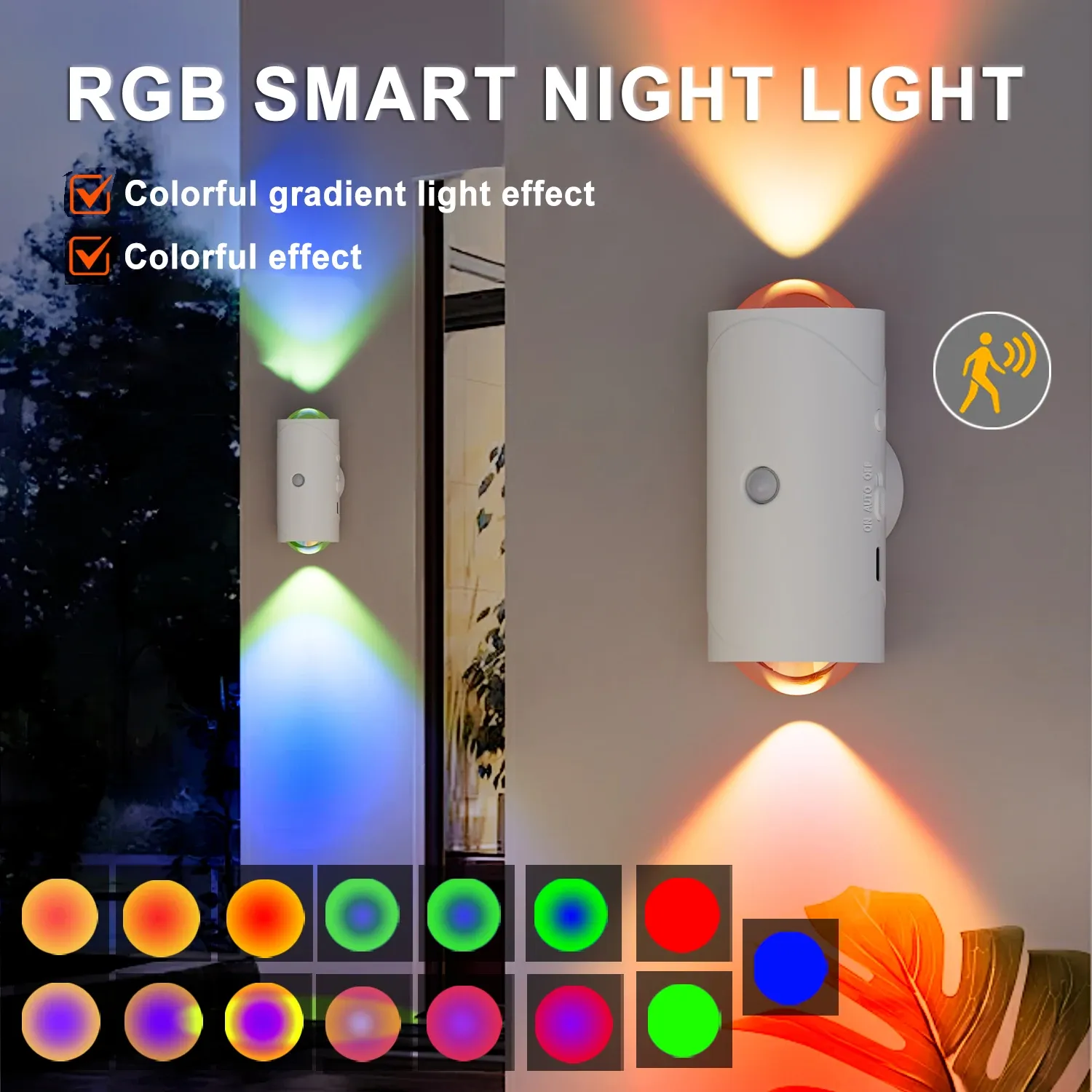 rechargeable led night light with motion sensor wall lamp rgb gradient ambient light dimmable indoor light magnetic step lamp-39