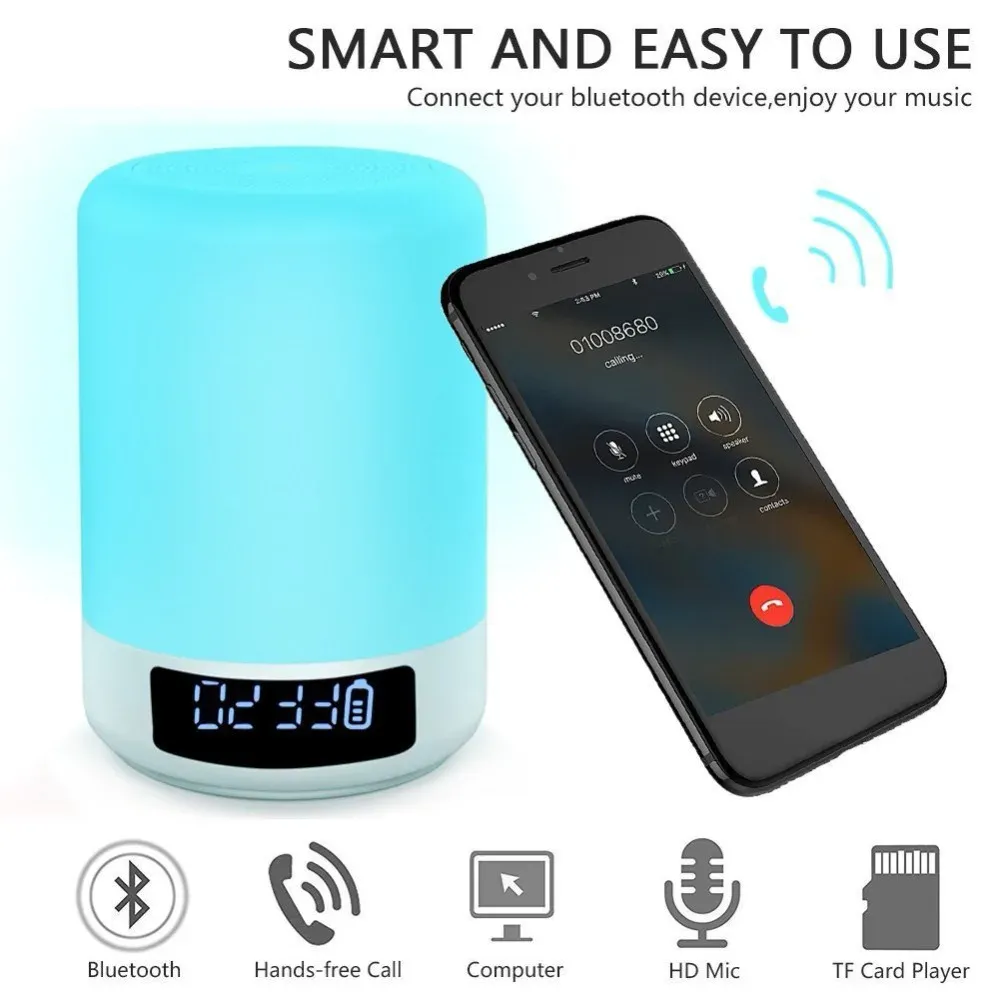 smart wireless bluetooth speaker night light touch light led bedside lamp dimmable colorful night lights-42