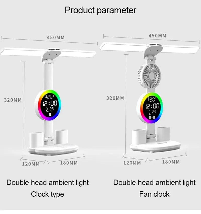 rechargeable led table lamp for study desk lamp reading light led night light with fan led clock dispaly reading desk light-49