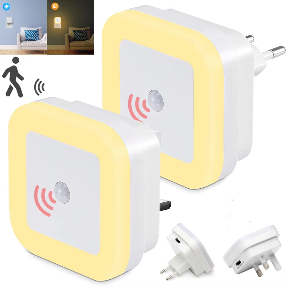 Wireless LED Night light with Motion Sensor EU UK Plug-in Auto Dusk to Dawn Sensor Energy Efficient Lamp For Kids Children Home