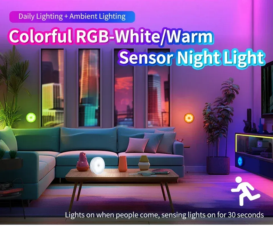 rechargeable wireless rgb under cabinet lights motion sensor night -1