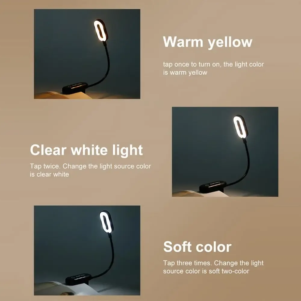 book light for reading in bed led clip on book reading light eye caring dimming brightness color changeable night light for bed-46