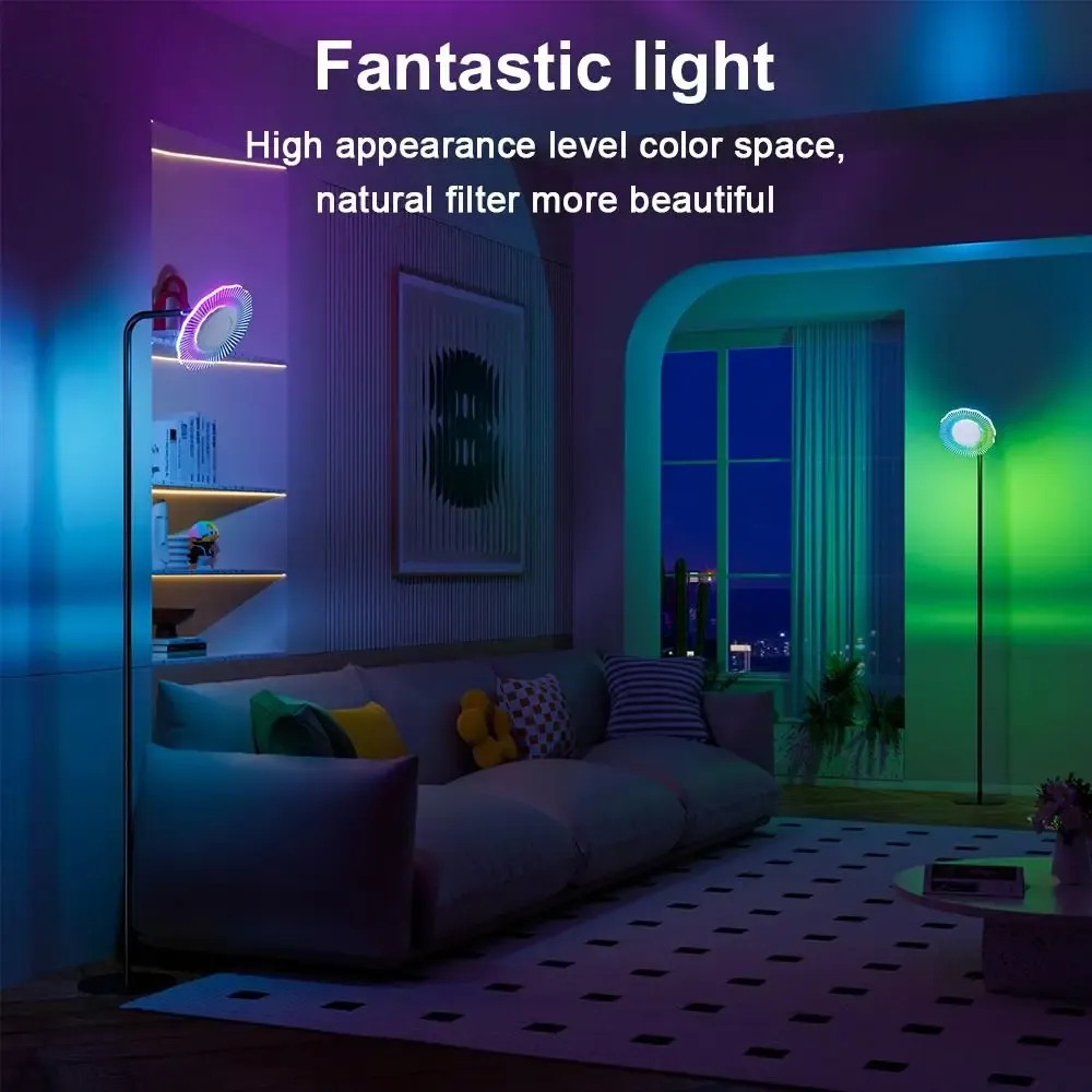 rgb led sunshine floor lamp modern 360 degrees adjustable corner lighting timer sunflower super bright standing pole light-60