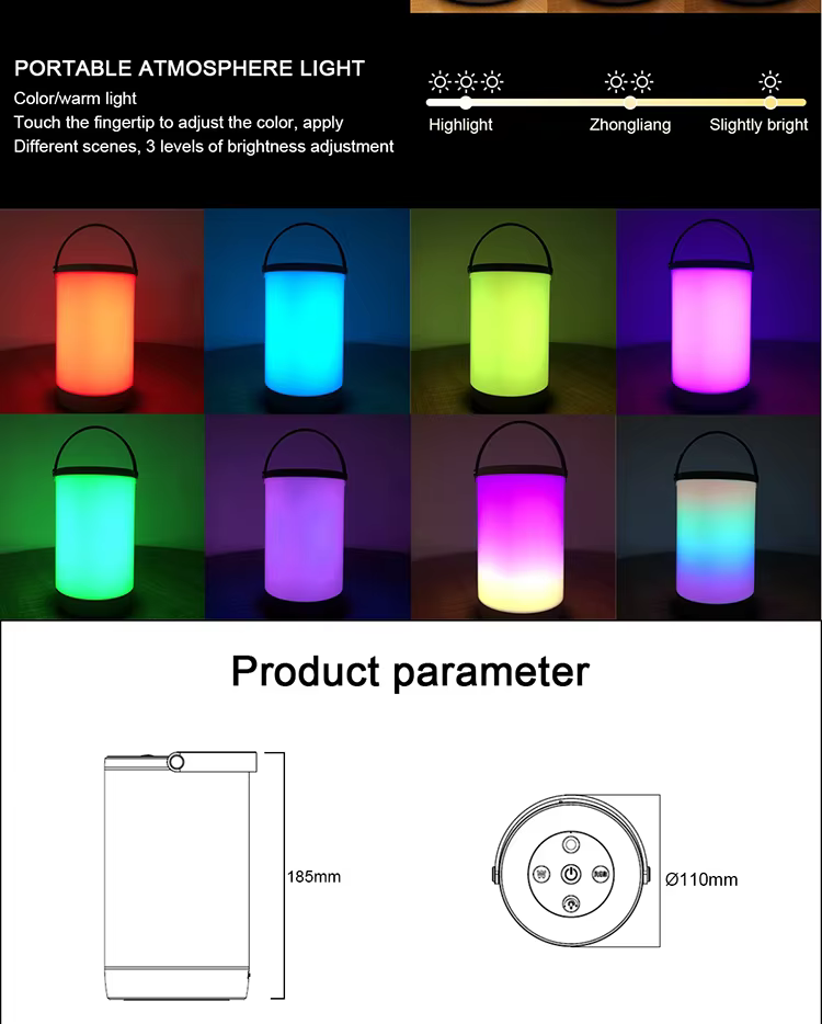 New Desktop Night Light RGB Touch Dimming Lamp Controls Portable Pat Lamp USB Charging Atmosphere Lamp