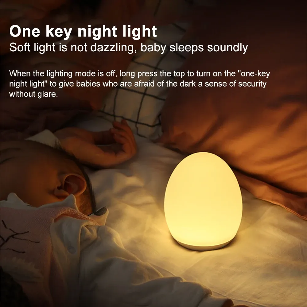 led egg shape night light rgb pat light usb rechargeable baby feeding sleeping eye protection lamp baby care lights for kid gift-42