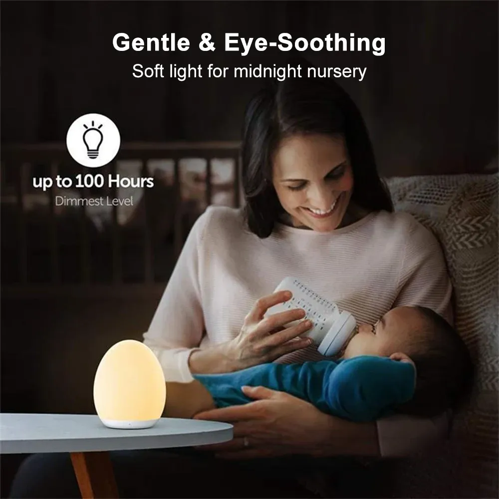 led egg shape night light rgb pat light usb rechargeable baby feeding sleeping eye protection lamp baby care lights for kid gift-52