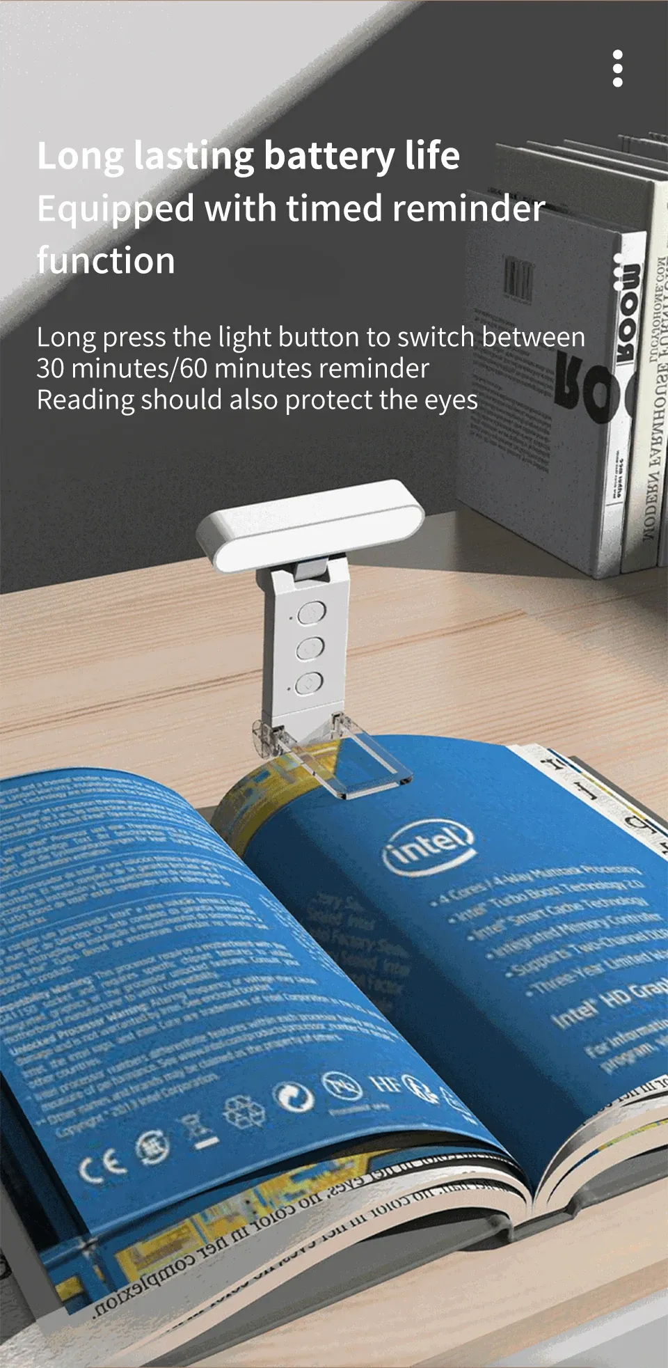 led usb rechargeable book light reading lights eye protection night light portable clip desk lights bookmark read timing lamp-48