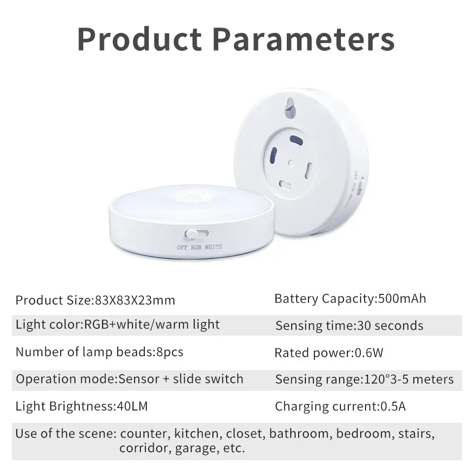rechargeable wireless rgb under cabinet lights motion sensor night -11