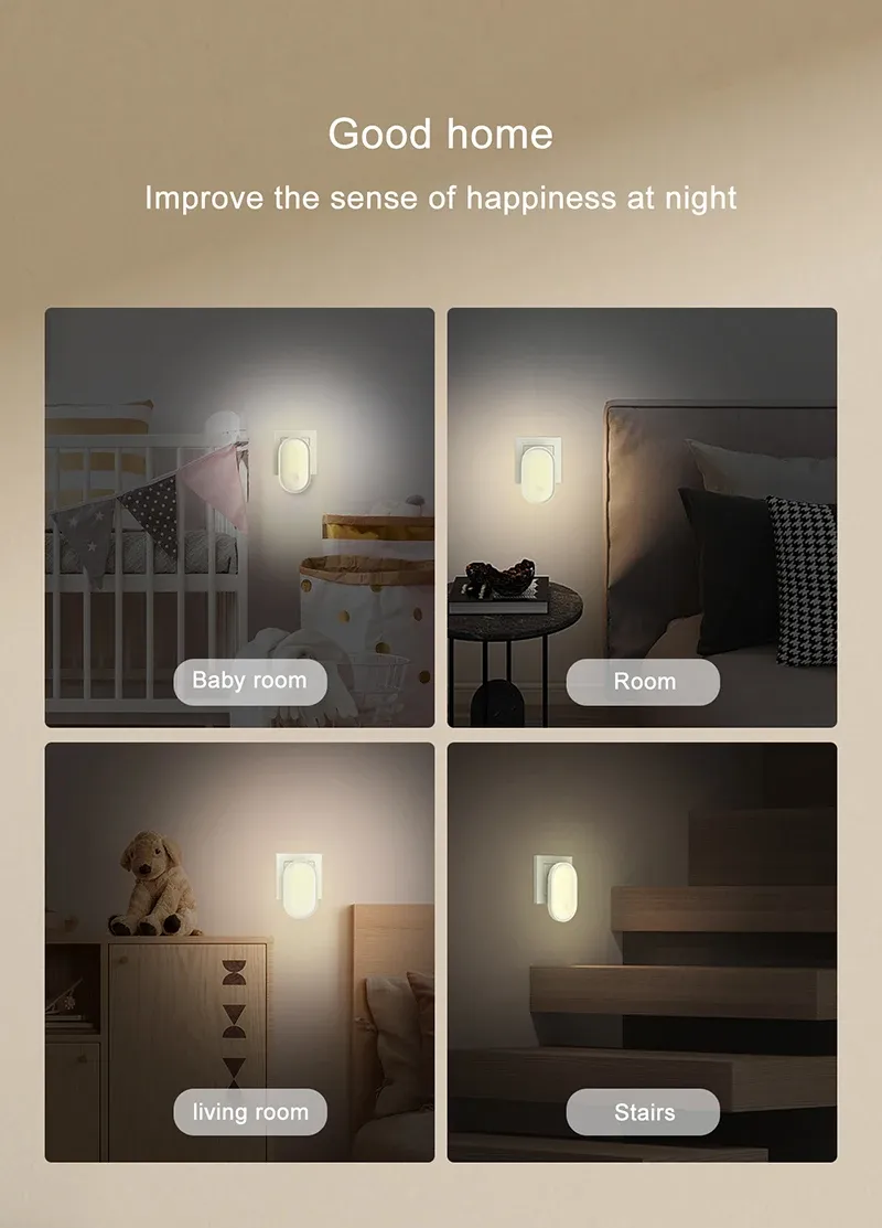 led night light wall lamp eu plug light control induction energy saving environmental protection bedroom lamp home decor-44