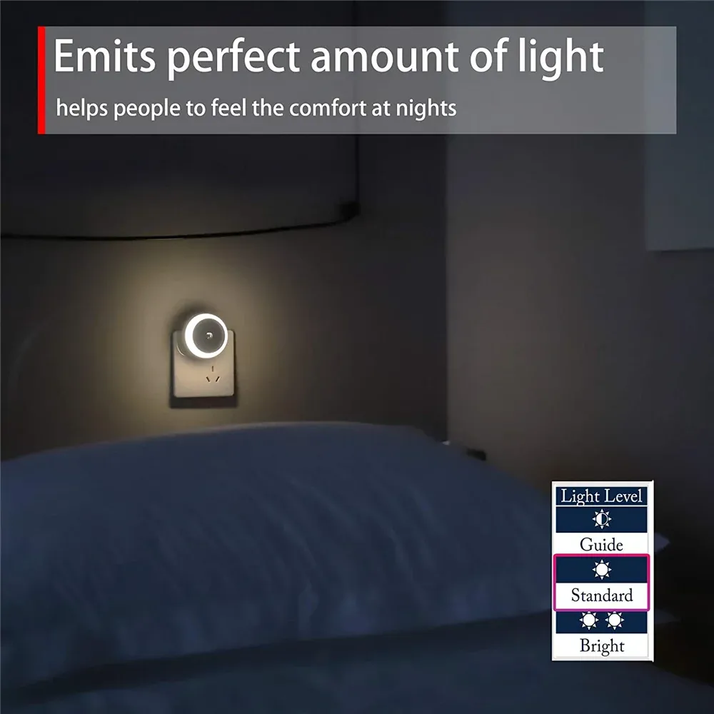 led night light smart night sensor round plug in wall night lamp-47