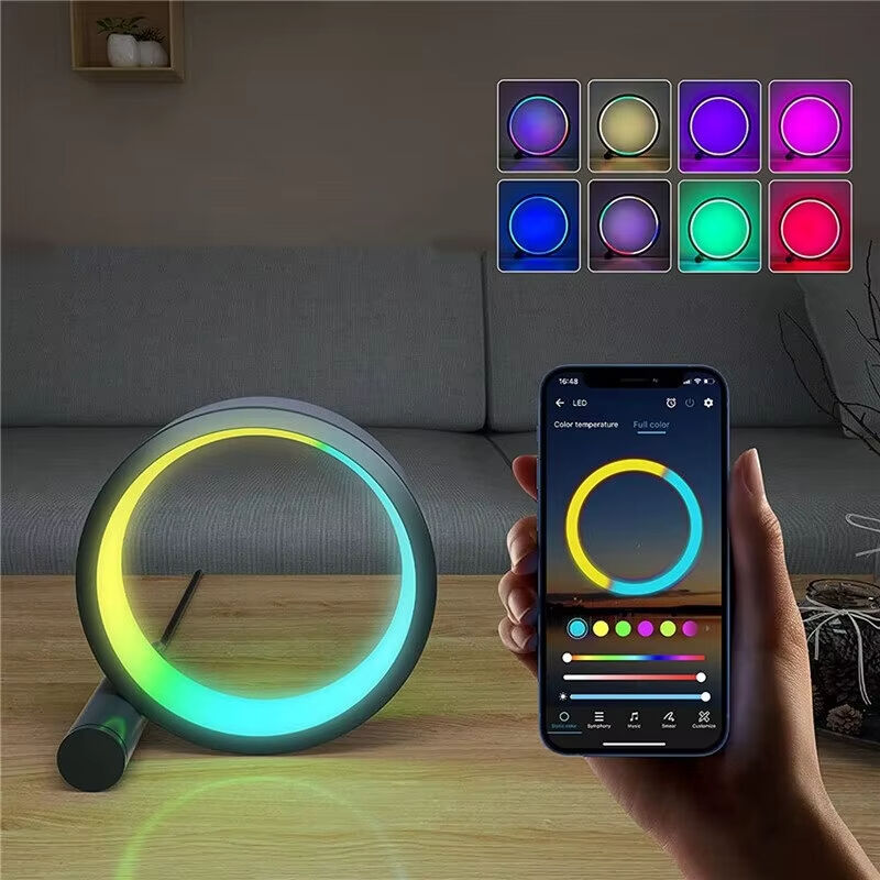 Lampada Notturna Smart LED RGB da Scrivania Atmosfera Lampada da Tavolo App Telecomando Luci Ritmo Musicale Gioco Decorazione Camera da Letto Comodino