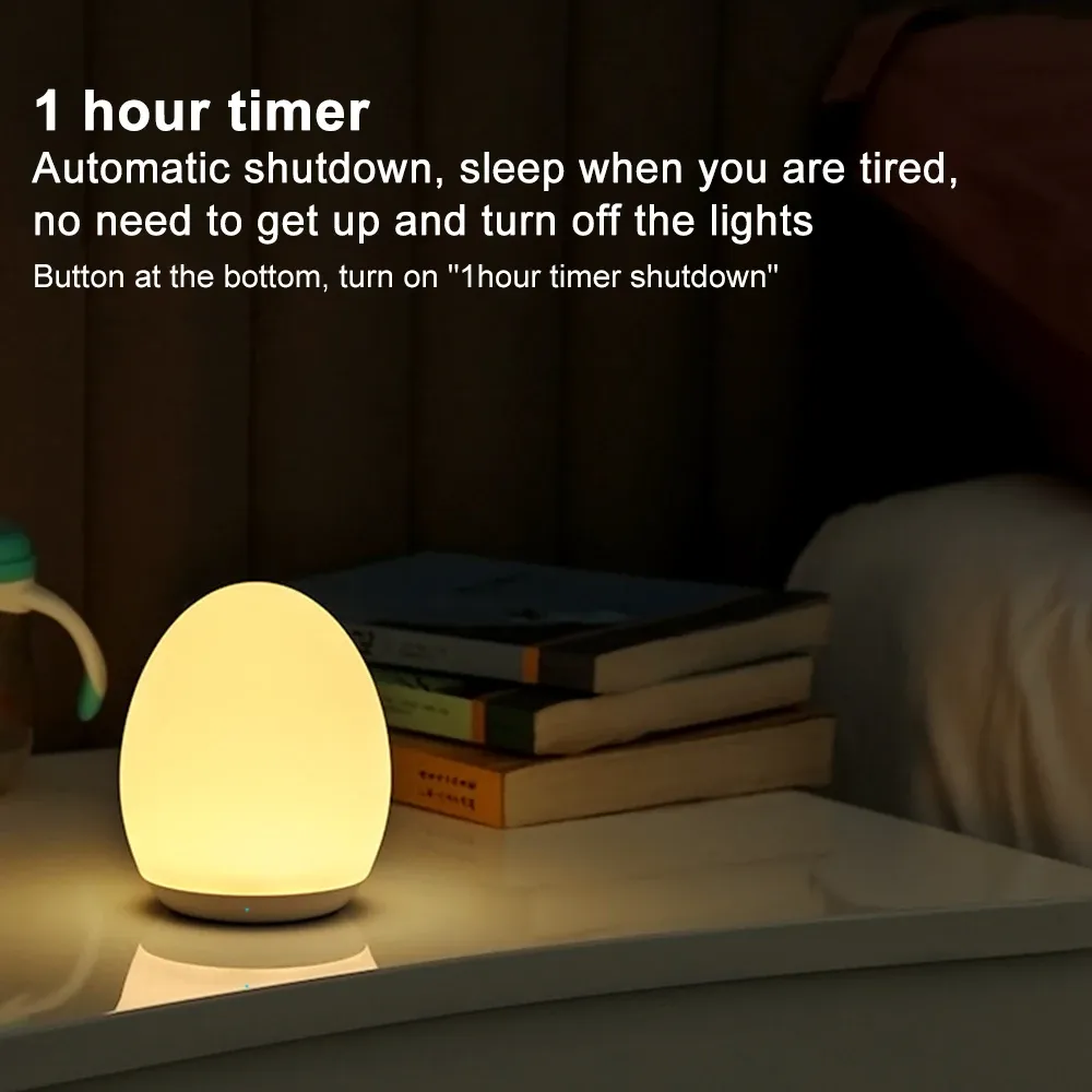 led egg shape night light rgb pat light usb rechargeable baby feeding sleeping eye protection lamp baby care lights for kid gift-50