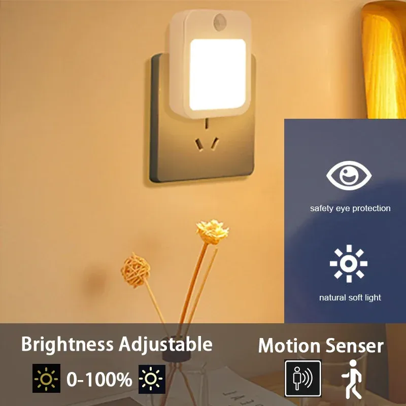 eu plug smart motion sensor led night light home wall lamp suitable for hallway-39