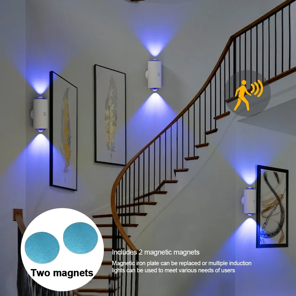 motion sensor led night lights warm rgb usb rechargeable magnetic mounting wall lamp 3 light modes staircase light indoor lamp-54