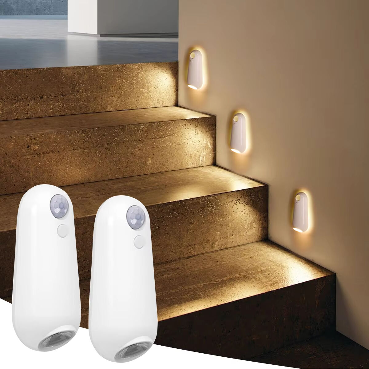 Toilet Night Light Rechargeable Stair Deck Wall Lamp With Motion Sensor 8 Adjustable Colors Bathroom Nightlight Decorating Light