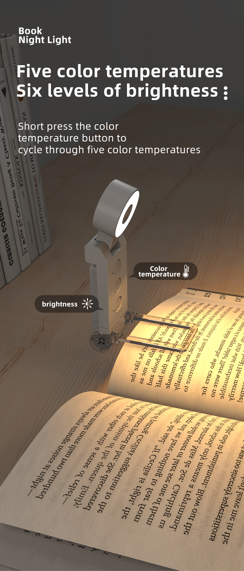 led usb rechargeable book light reading lights eye protection night light portable clip desk lights bookmark read timing lamp-57