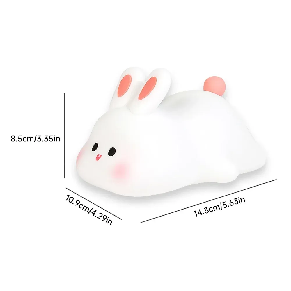 cute rabbit silicone night light touch sensitive big faced bunny night light lamps for room decor lamp childrens gift led home-52