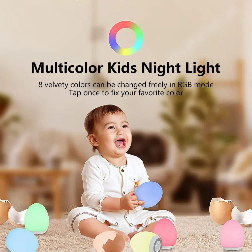 led egg shape night light rgb pat light usb rechargeable baby feeding sleeping eye protection lamp baby care lights for kid gift-53