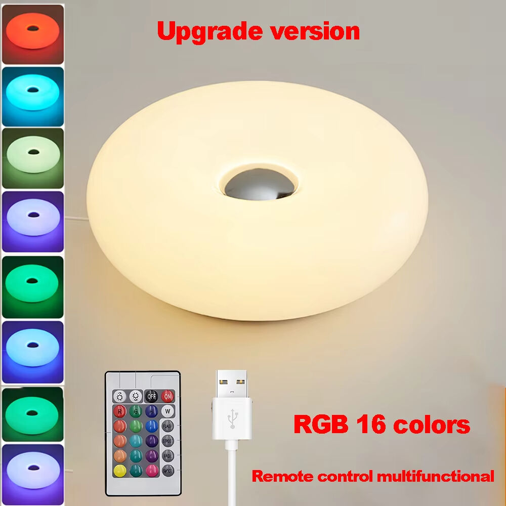 Bedroom bedside lamp USB plug Bauhaus living room dining room decoration donut ambient light