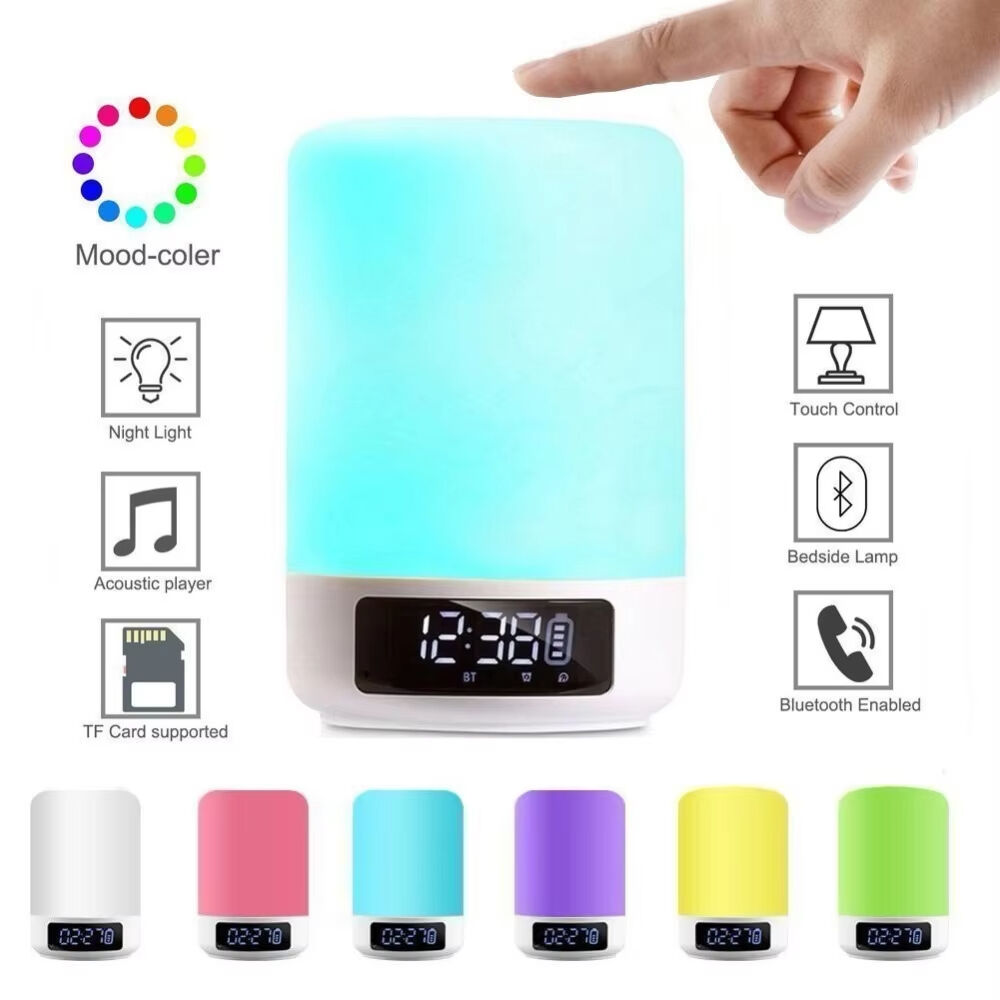 Smart Wireless Bluetooth Speaker Night Light Touch Light LED Bedside Lamp Dimmable Colorful Night Lights