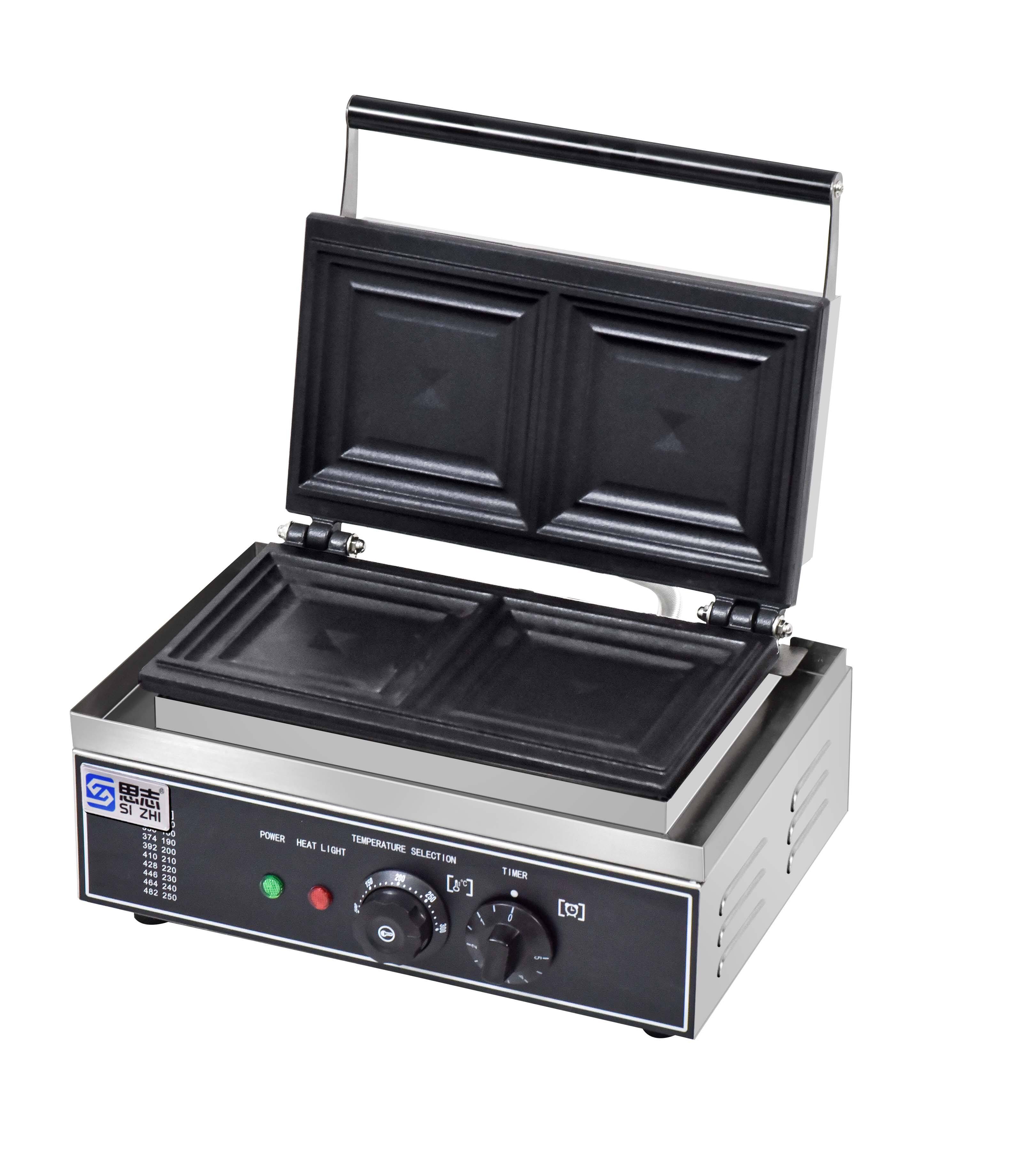 Commercial Sandwich Electric Heating Hot-Pressed Pearl Toast Bread Maker Double Tray Breakfast Cake Square Charter Machine