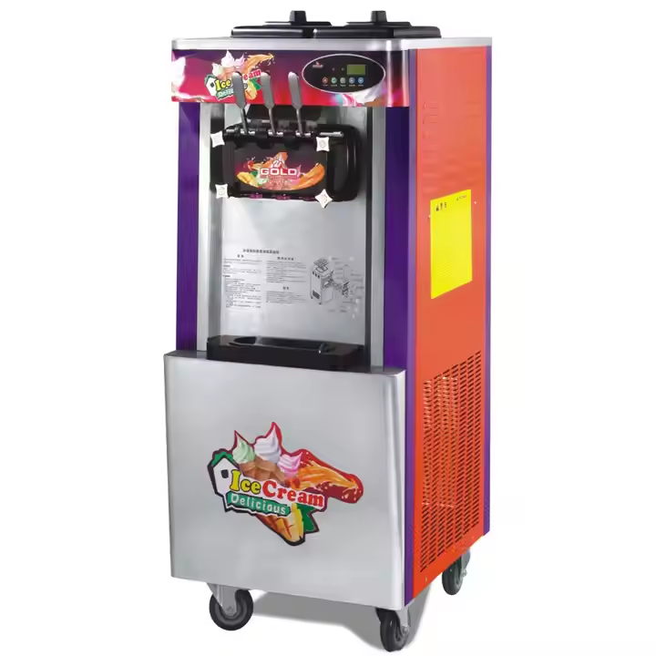 Commercial Automatic Soft Serve Ice Cream Maker Machine New Home Use Three Flavors Yogurt Milk Chocolate Water Economical Motor