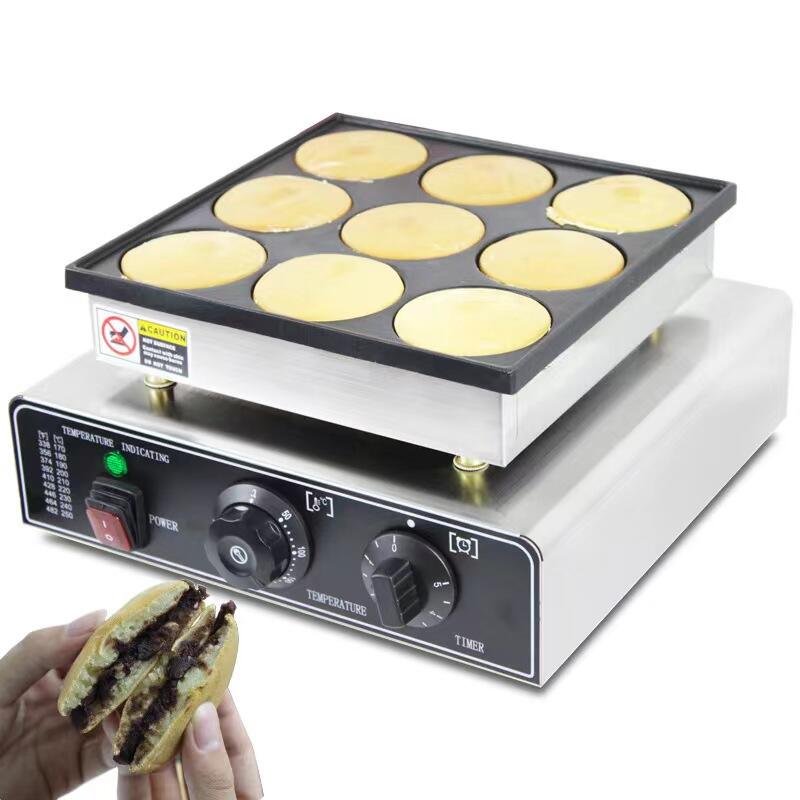 9 سوراخ شکل گرد حباب وفل ساخت پنکیک Dorayaki ساخت ماشین ماشین مافین