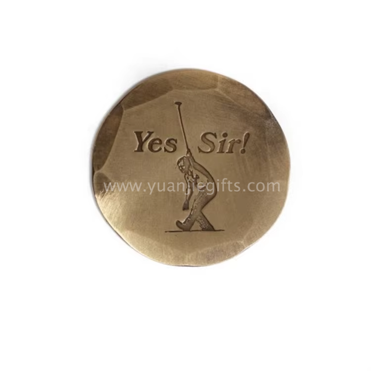 Custom logo Engraved Antique Copper Handmade Golf Ball Markers With Unique Edge