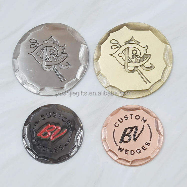 product custom logo forged golf marker 40mm brass metal handmade hammered edge copper golf ball markers-1