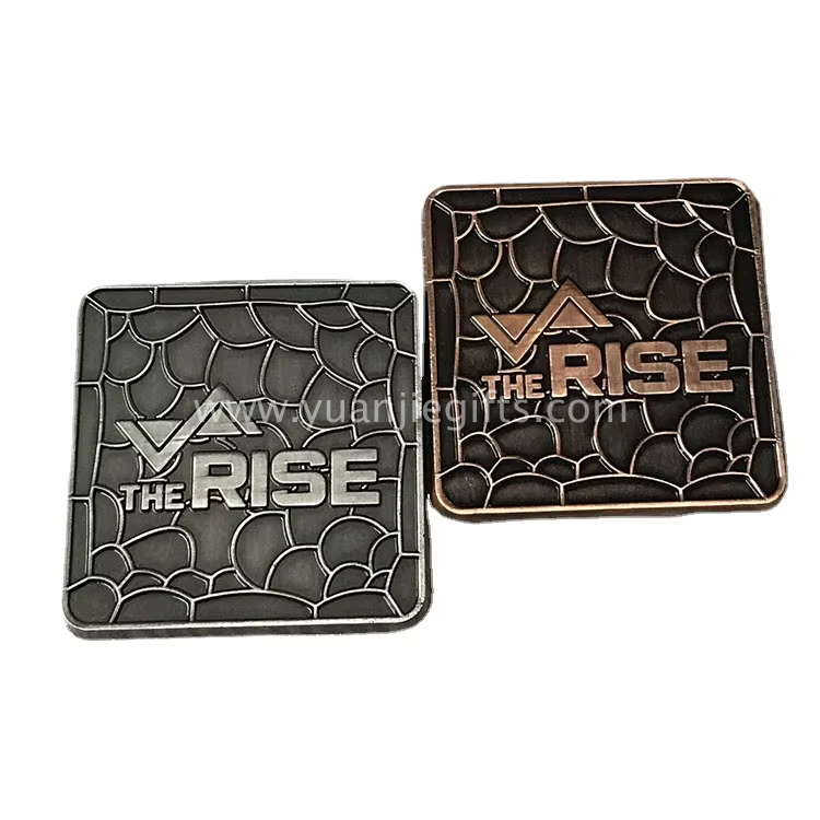 Custom Blank square Shape Forged Hammered Laser Engraving Golf Ball Marker