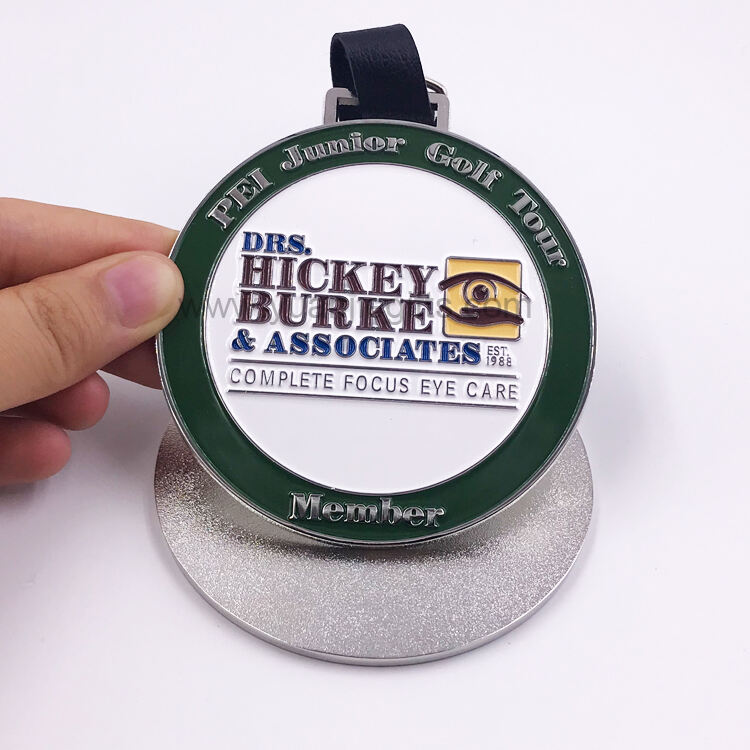 High Quality Minimum Order Quantity Customized Golf Metal Bag Tags Customize Personalized logo Bag Tag with PU Metal Buckle Rope