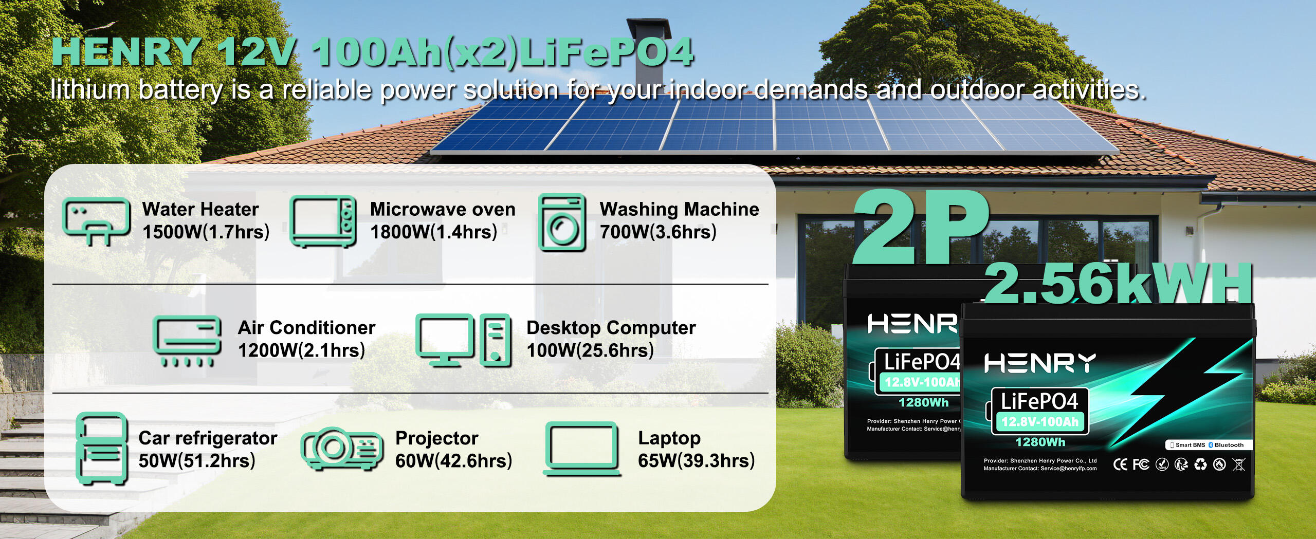 12.8V-100Ah LiFePO4 Battery Pack