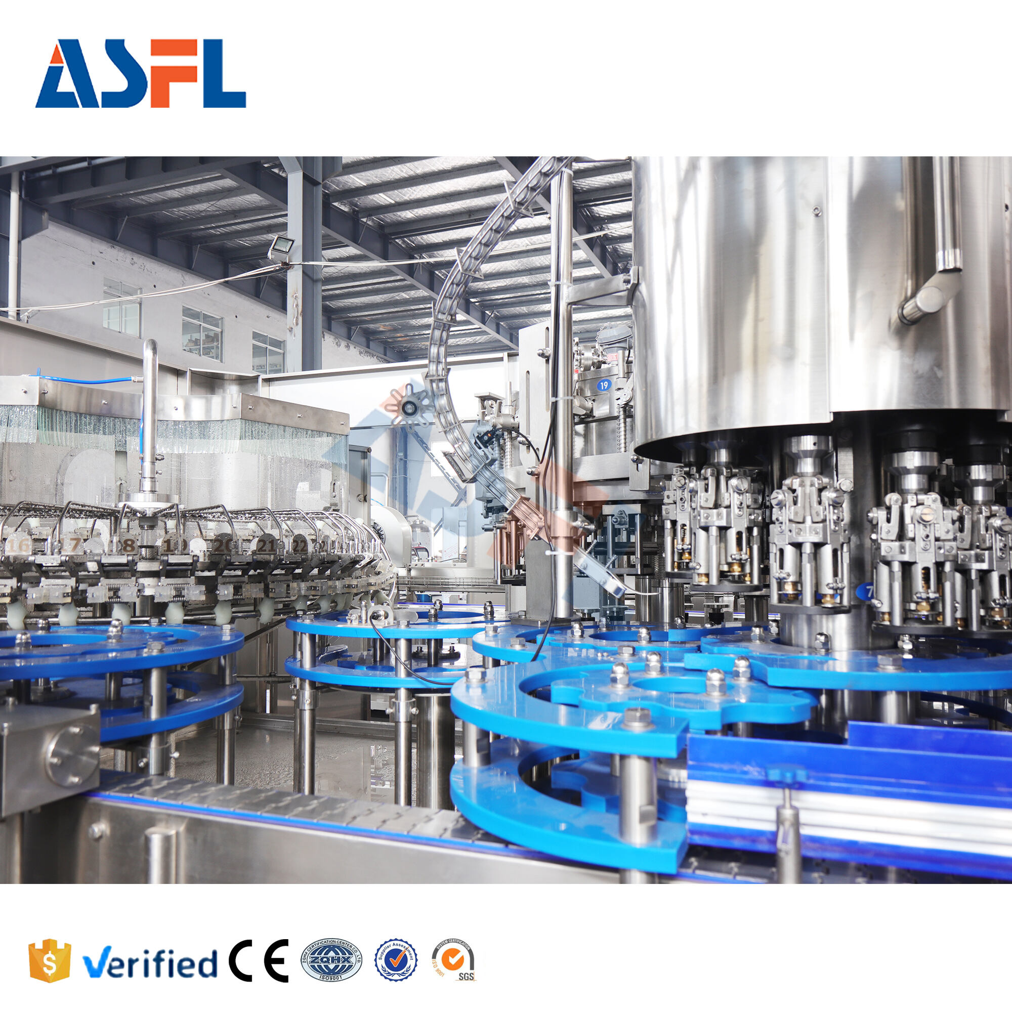 ماكينة تعبئة زجاجات من الزجاج الخاضعة للتحكم بواسطة وحدة التحكم المنطقية القابلة للبرمجة (PLC)