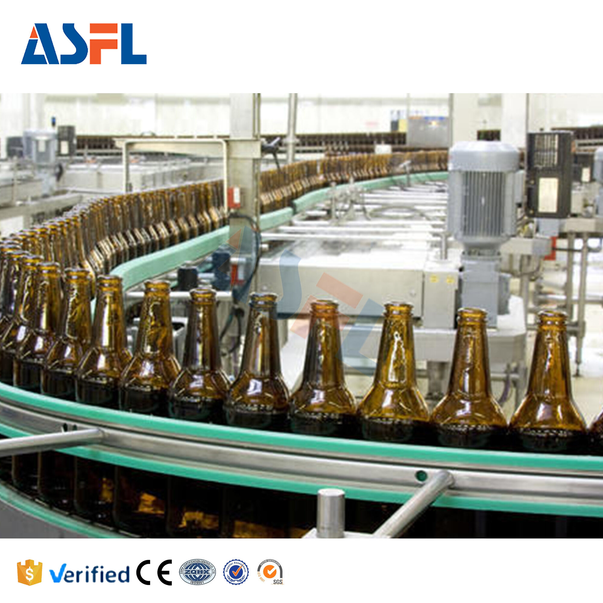 ماكينة تعبئة زجاجات زجاجية كبيرة للأحجام التي تبلغ جالونًا فأكثر