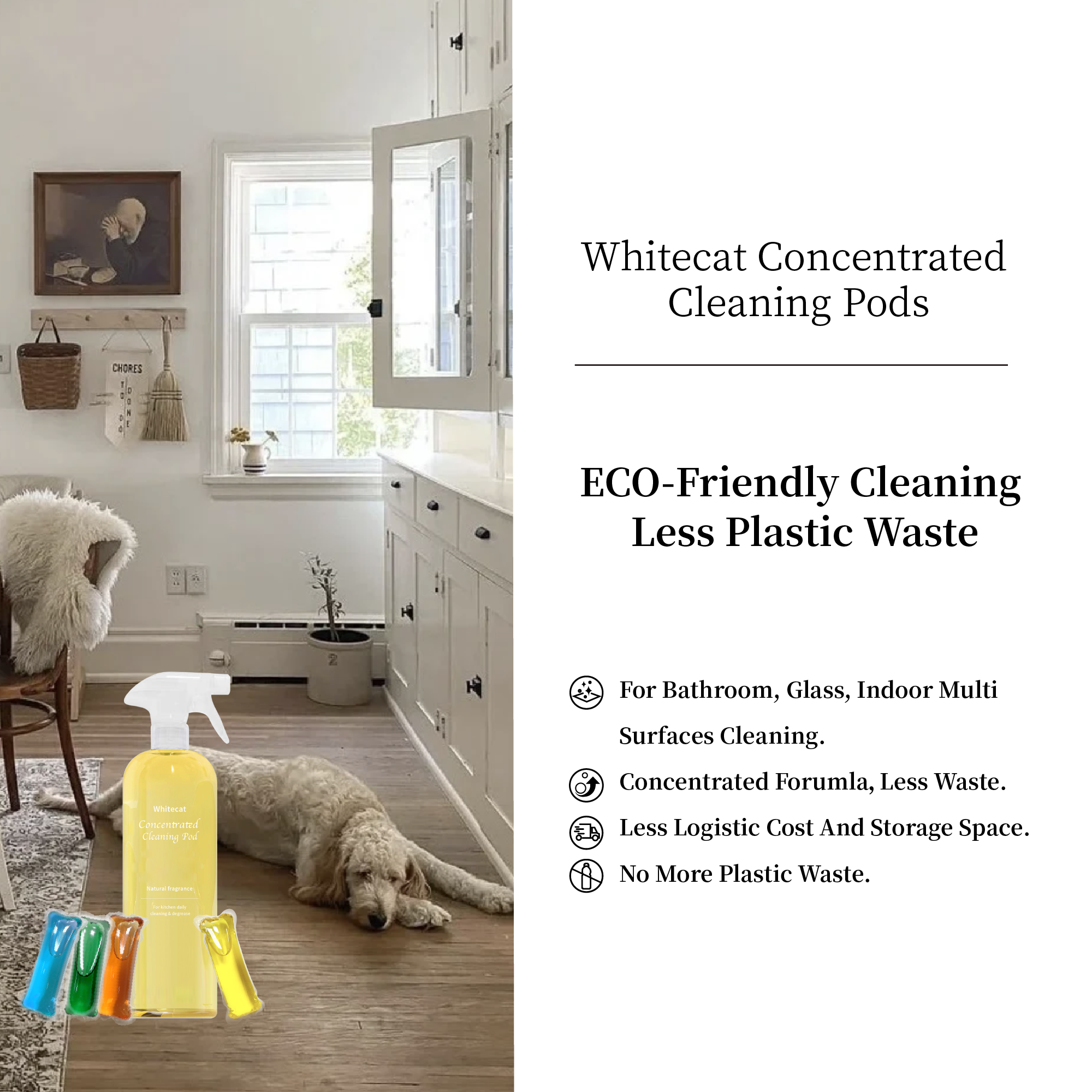 Whitecat Concentrated Cleaning Pods ECO-Friendly Cleaning Less Plastic Waste